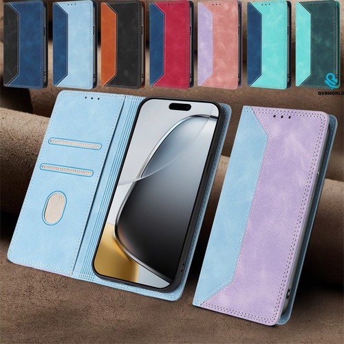 Magnetic leather wallet case - leather,