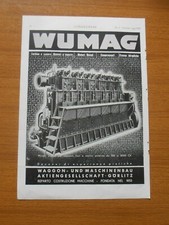 1943 WUMAG DIESEL ENGINES FOR FIXED AND MARINE PLANTS ADVERTISING ERA