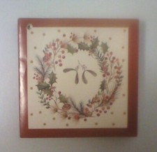 8x 6.5cm Square Christmas Holly Berries Mistletoe Wreath Present Gift Tags