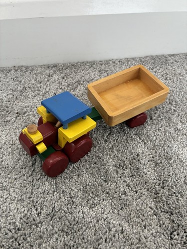 Vintage wooden tractor and - wooden,