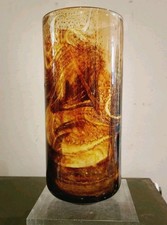 EARLY MDINA GLASS TORTOISESHELL CYLINDER VASE UNSIGNED MICHAEL HARRIS ERA
