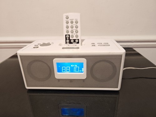 Red alarm clock radio - red,