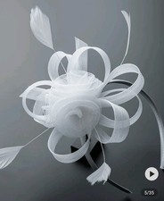 Ladies Net & Features Looped Fascinator Wedding Races Prom on Clip and Headband