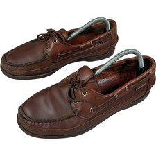 Sebago Docksides Mens Size 8 Brown Leather Boat Deck Loafer Shoes Casual Moc Toe