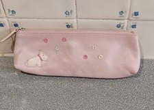 Radley pink Leather Pencil Case Make-Up Pouch Zip Top purse exc cond see pics