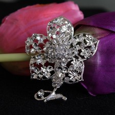 2.3" SILVER  WHITE DIAMANTE