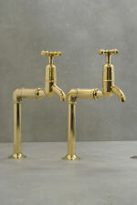TALL & LONG reach vintage brass bib taps - belfast sink - antique - faucet