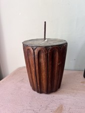 Candle Holder Made From Antique Mahogany Banister Lead Drip Tray -Old Nail Spike