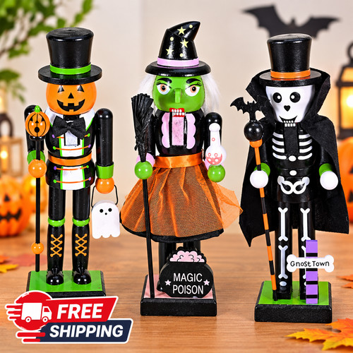 Halloween wooden nutcracker - wooden,