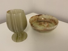 Vintage Onyx Goblet And Bowl
