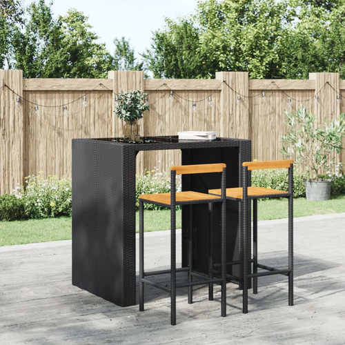 Bar stool 2pcs black rattan - bar,