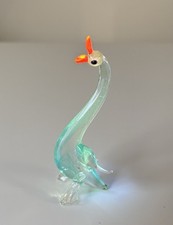 Vintage Blue Swan Blown Glass Figurine, Manganese & Cadmium  UV Reactive Glow