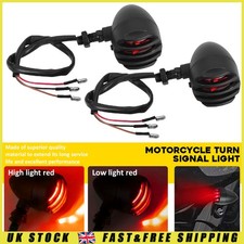Pair Red Motorcycle Bullet LED Turn Signal Indicator Running Brake Light Black