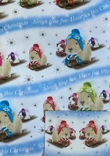 Guinea Pig Snow Antics Sleigh Time Fun Christmas gift wrap 2 sheets & tags