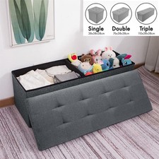 EXTRA LARGE OTTOMAN STORAGE BOX FOLDING STORAGE OTTOMAN POUFFE BENCH TOY BOX