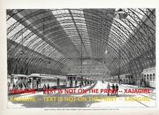 New York City Grand Central Station Depot Interior, Large 1870s Antique Print