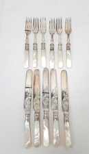 Vintage Silver Plate & Mother Of Pearl Desert Cutlery Bundle Of 11 Collectable 
