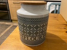 Large Vintage HORNSEA POTTERY TAPESTRY STORAGE JAR CANISTER - FLOUR - 20cms