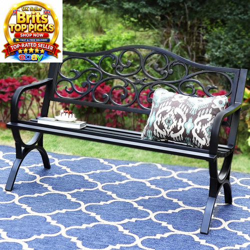 Metal garden bench black cast - bench,