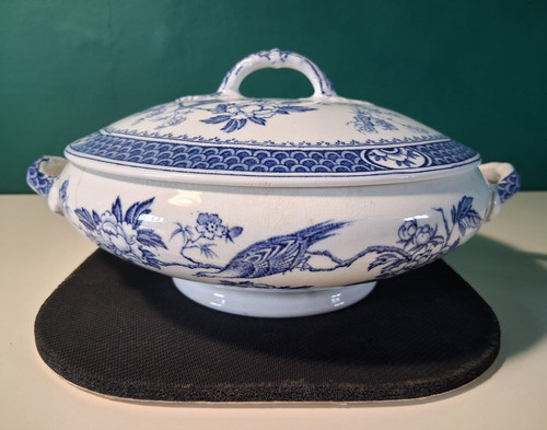 Blue white floral - floral, ceramic