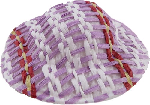 Straw hat pink white dolls - straw,
