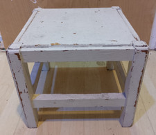 Vintage Heavy Solid Handmade Wooden Side Vinyl Stool Foot Rest Man Fireside