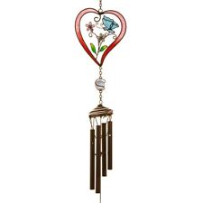 Red Heart & Butterfly Windchime Resin Metal Home Garden Hanging Ornament Mobile