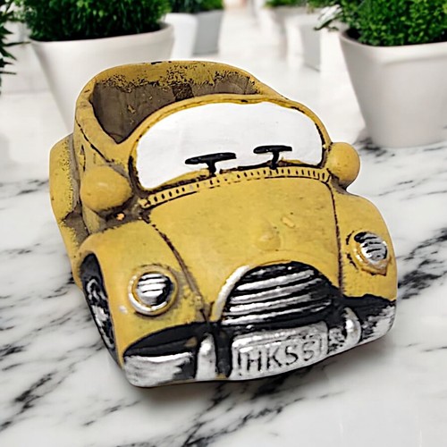 Vintage yellow car planter - vintage,