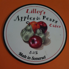 LILLEY'S press APPLES & PEARS real CIDER pump clip badge front Somerset