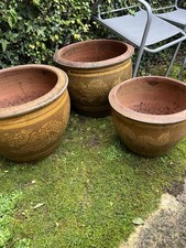 Chinese Dragon Planters  Two Large One Medium Vintage Total X3
