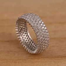 2 Ct Round Cut Simulated Diamond Full Eternity Band Ring 14k White Gold Plated
