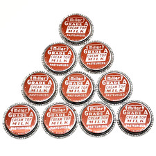 10 VTG Miller Dairy  Cream Top Milk Bottle Foil Caps Lot NOS Cambridge City IN