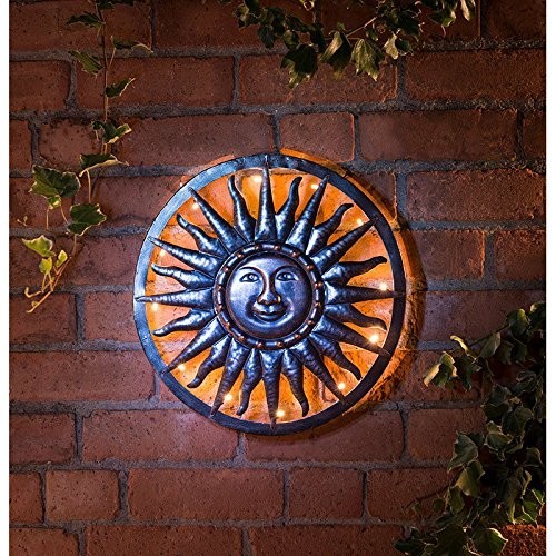 Solar powered 40cm bronze sun - 40cm,
