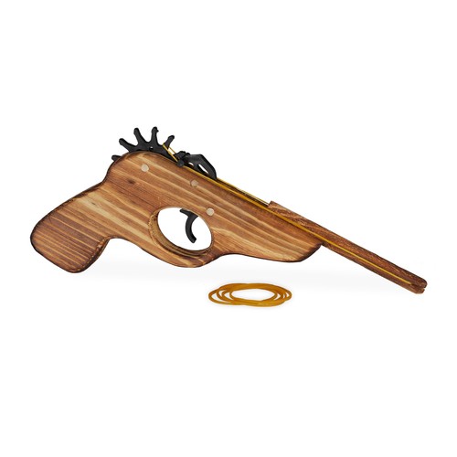 Rubber band pistol wooden - rubber, toy