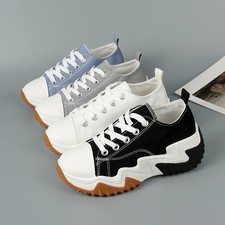 Womens Platform Chunky Pumps Wedge Canvas Shoes Trainers Sneakers Casual Shoes