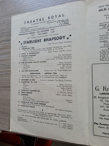Variety theatre programme - theatre,