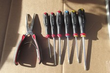 Facom 185A.20CPE Long Half-Round Nose Pliers 200mm & 6 SCREWDRIVERS