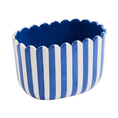 Scalloped blue striped ceramic - scalloped,