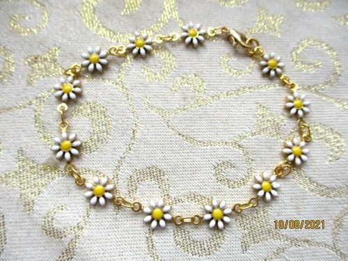 Enamel daisy flower chain - enamel,