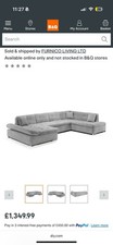 Bergen U Shaped Sofa Bed with Storage In Grey Fabric