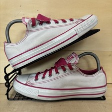 Converse All Star Womens Size 6 All Star White Pink Canvas Double Tongue Trainer