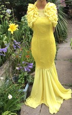 Stunning Long Sequinned Yellow Party Wedding Prom Dress  8 Francesca Couture