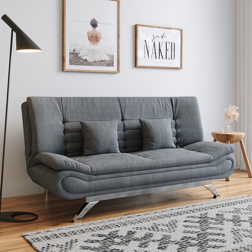 Grey sofa bed seater linen - grey,