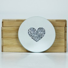 Diamante Crystal Heart Star Mirrored Glass Candle Plates Mug Coasters Placemats
