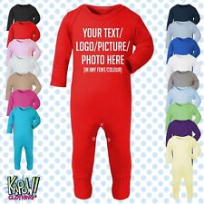 Custom Personalised Baby Grow ROMPER Sleep Suit Gift-Choose text/logo-16 colours