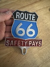 Route 66 License Plate Topper Frame Metal Auto Car Truck Patina Collector RTE