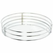 Silver Mirror Glass Metal Candle Plate Holder - Vanity Tray Perfume Display