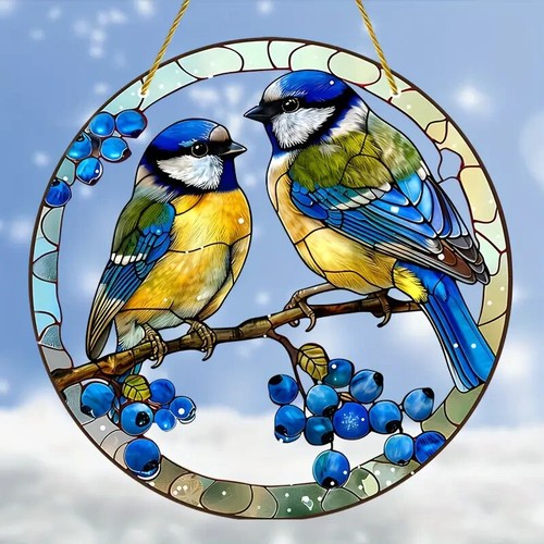 Twin blue tit - tit, branch