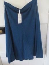 New East Merino Wood Godet Cable Lined Knitted Skirt Teal L rrp £85