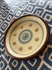 Studio Pottery Ceramic Dish Jewellery Blue/Beige 11cm Diameter 2cm High